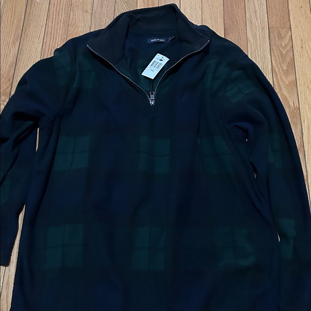 REDUCED!!NWT Nautica Black and Green Plaid Zip Pullover
